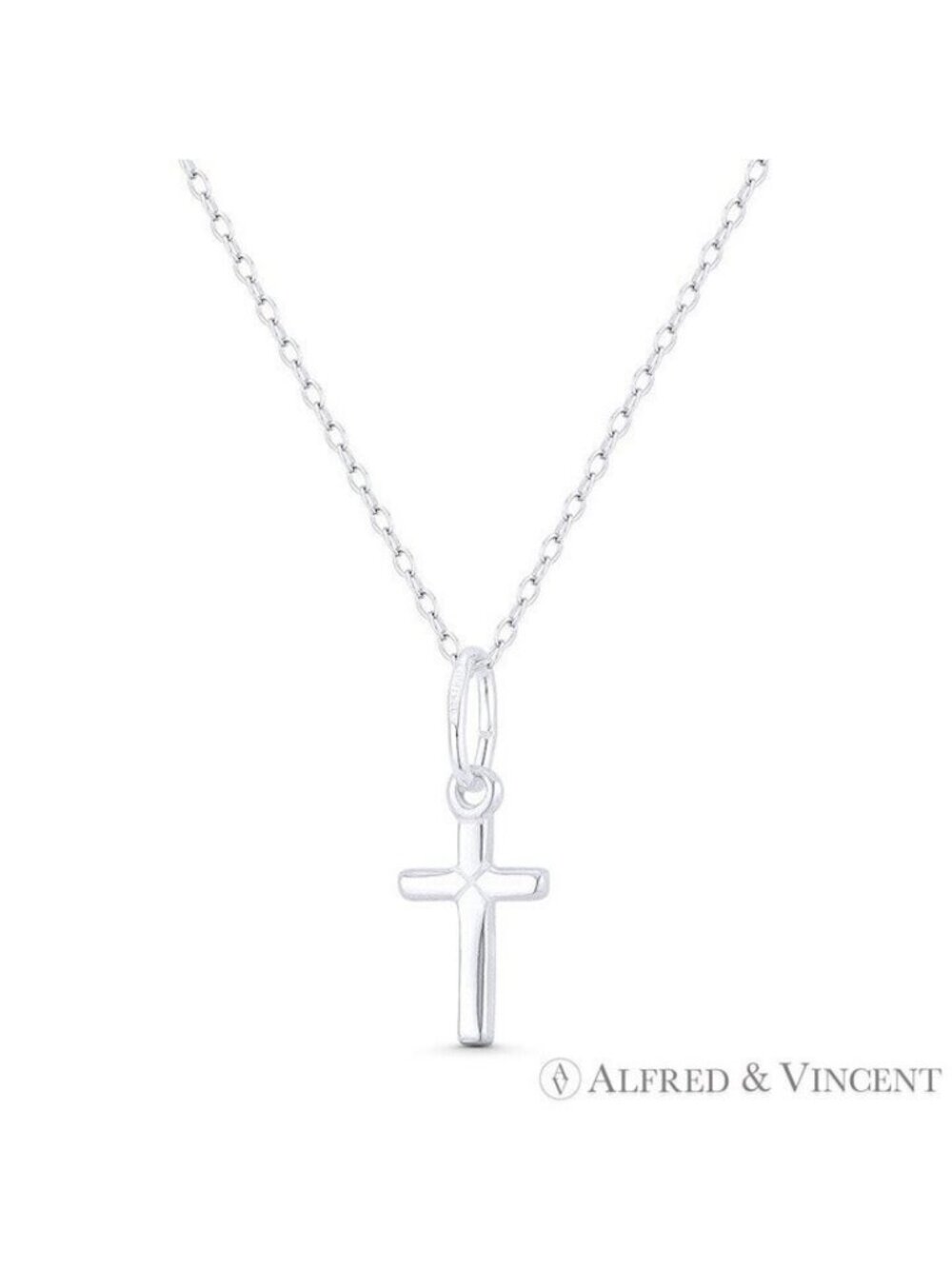 Tiny Latin Crucifix Christian Catholic Cross Baby Pendant in 925 Sterling Silver